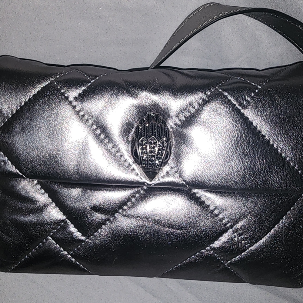 Kurt Geiger Metallic Silver Quilted Crossbody Bag